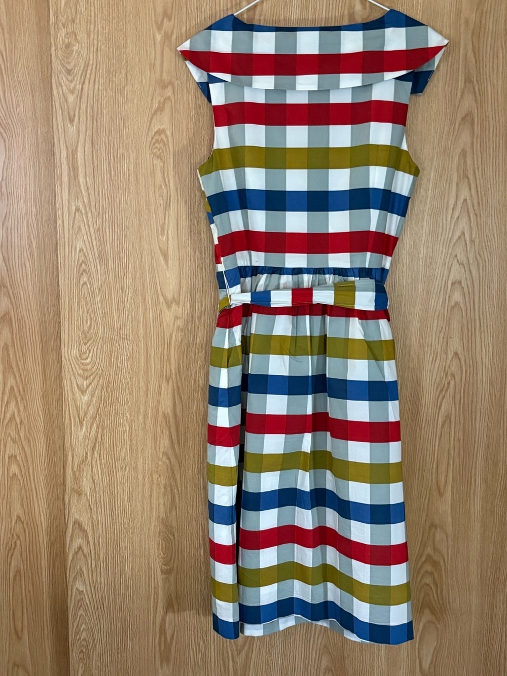 Anthropologie Maeve Cricket Club Plaid Fit-and-Flare Belted Sleeveless Dress - Picture 4 of 9